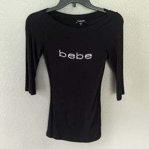 Bebe Ribbed Logo Shirt